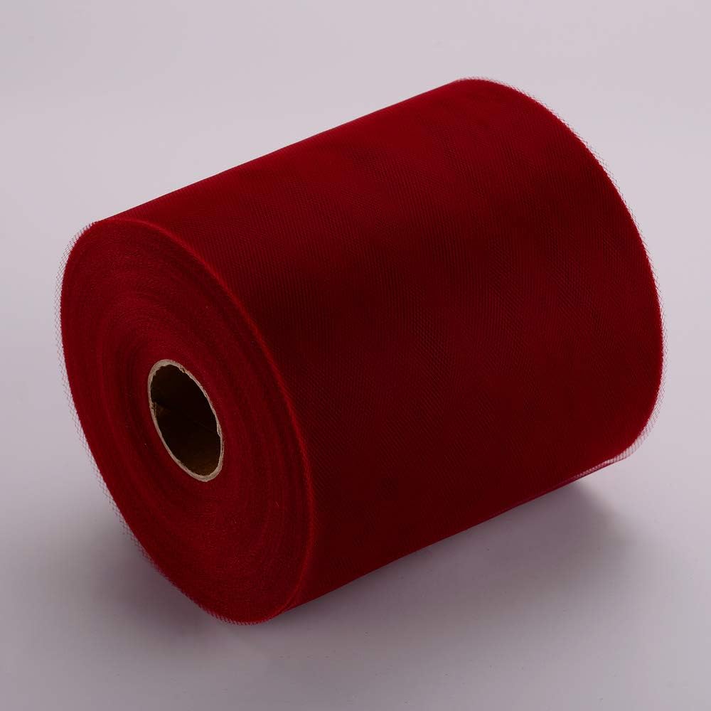 Tulle Rolls 6” by 100 Yards (300 feet) Tulle Roll Spool Fabric for DIY Tutu Skirts Wedding Baby Shower Crafts Decorations Party Supplies (Burgundy)