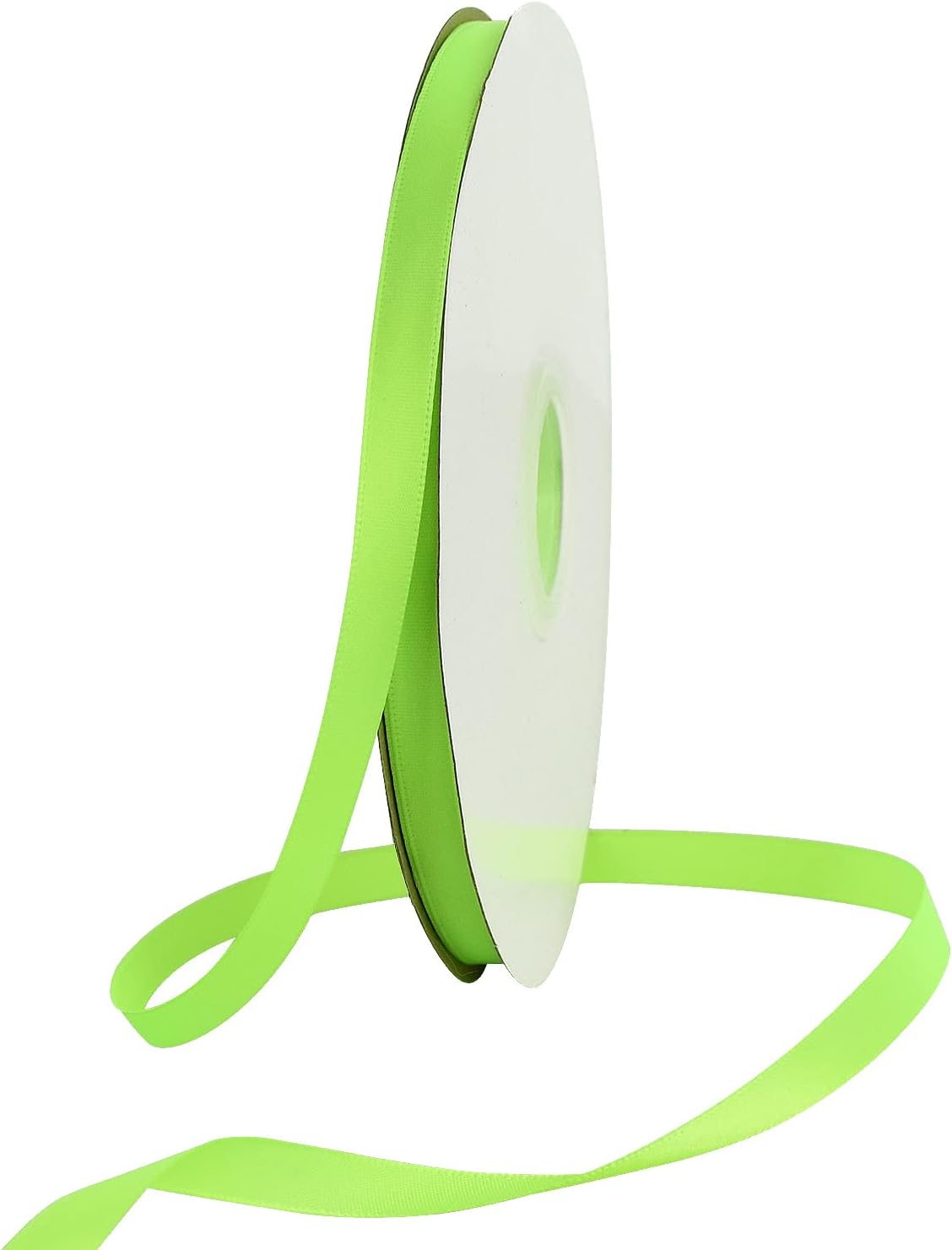 TONIFUL 3/8 Inch x 100yds Fluorescent Apple Green Satin Ribbon Thin Solid Fabric Ribbons Roll for Gift Wrapping Floral Hair Balloons Craft Sewing Party Wedding Decoration Valentine's Day Halloween