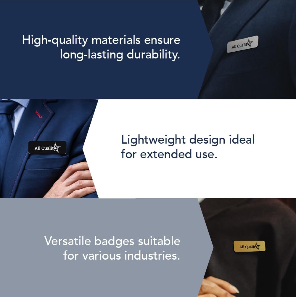 Name Tag/Badge Blanks - 100 Pack - 1" X 3" (Brushed Gold) Round Corners, Magnetic Backing