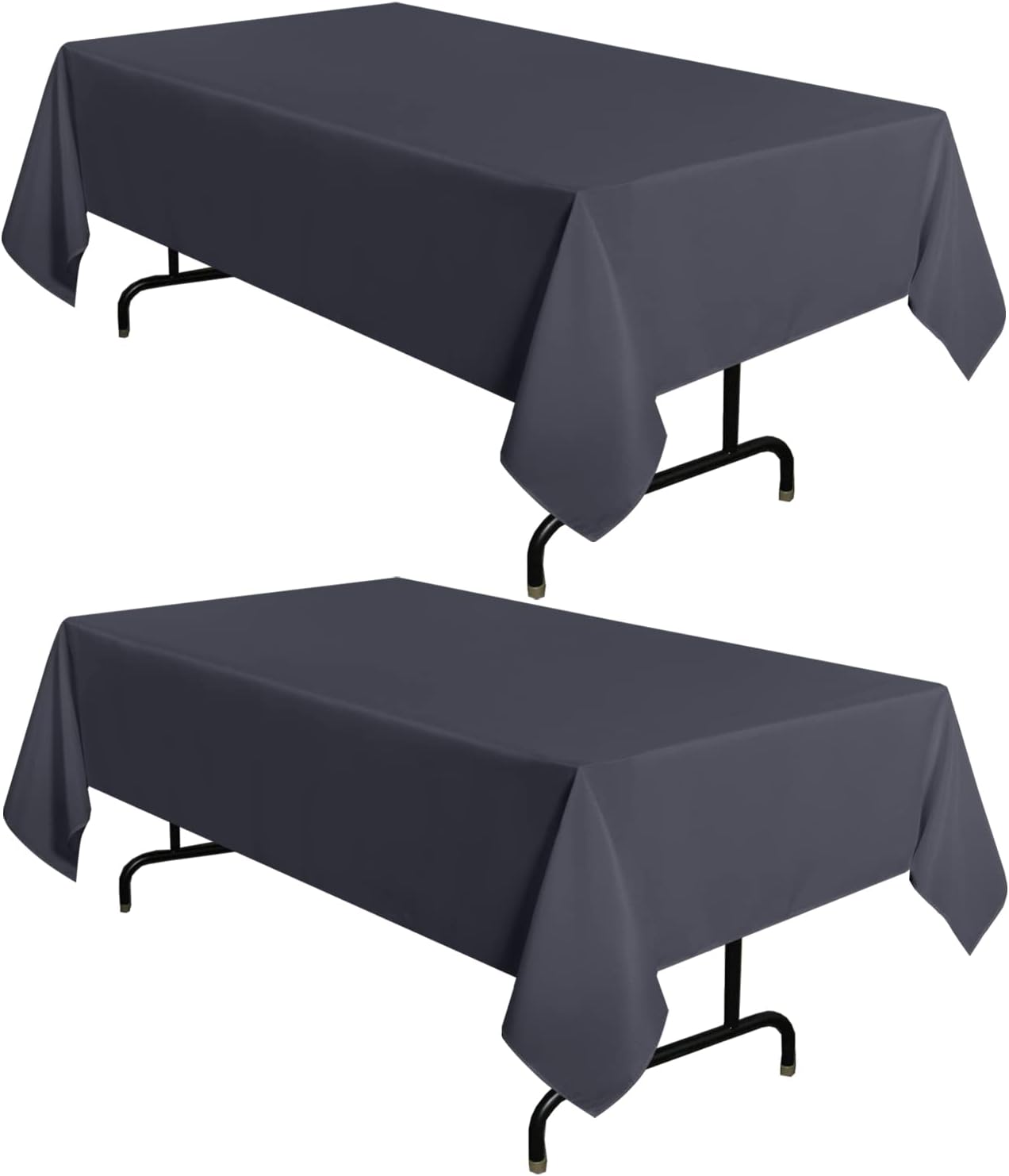 sancua 2 Pack Dark Grey Tablecloth 60 x 102 Inch, Rectangle 6 Feet Table Cloth - Stain and Wrinkle Resistant Washable Polyester Table Cover for Dining Tables, Buffet Parties and Camping