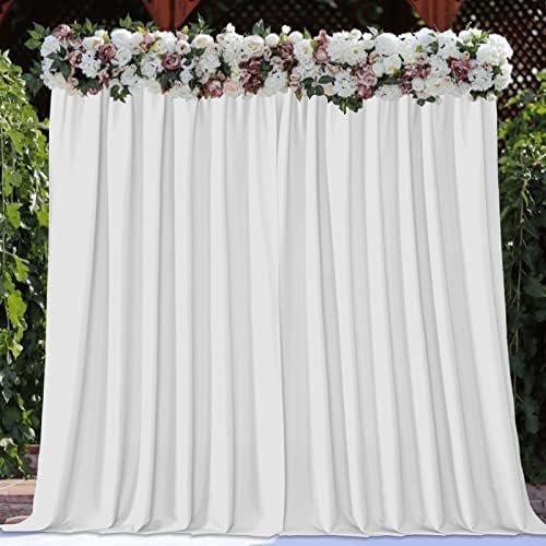 Joydeco White Polyester Backdrop Curtain | Semi-Opaque | For Weddings Parties | 5ft x 10ft | 2 Panels, Pack of 10
