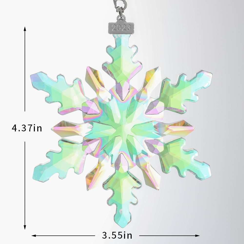 2024 Christmas Ornament Crystal Snowflake Ornaments Annual Edition Christmas Tree Ornament Home Gifts(2024-Fantasy Color)