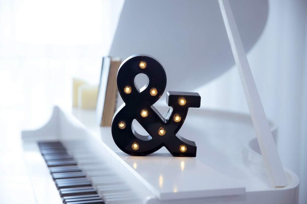 Foaky Black LED Marquee Number Lights Sign Light Up Marquee Number Lights Sign for Night Light Wedding Birthday Party Battery Powered Christmas Lamp Home Bar Decoration