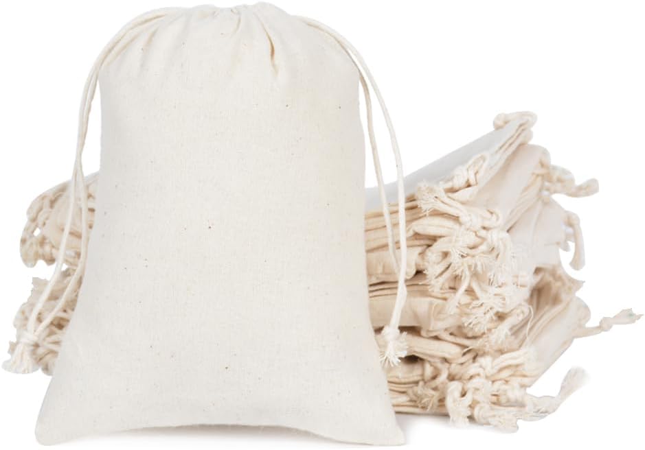 gobyhumm 20 Pieces Muslin Bags Cotton Drawstring Bags Sachet Bag for Home Supplies （5 * 7"）
