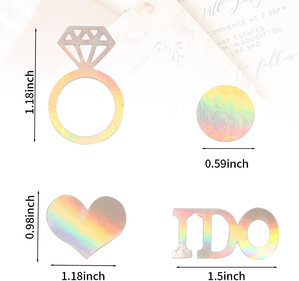 Wedding Confetti, Engagement Confetti for Wedding Shower Decorations, Bridal Shower Confetti for Bridal Shower Decorations, 160 PCS Glitter Iridescent I DO Confetti for Engagement Decorations