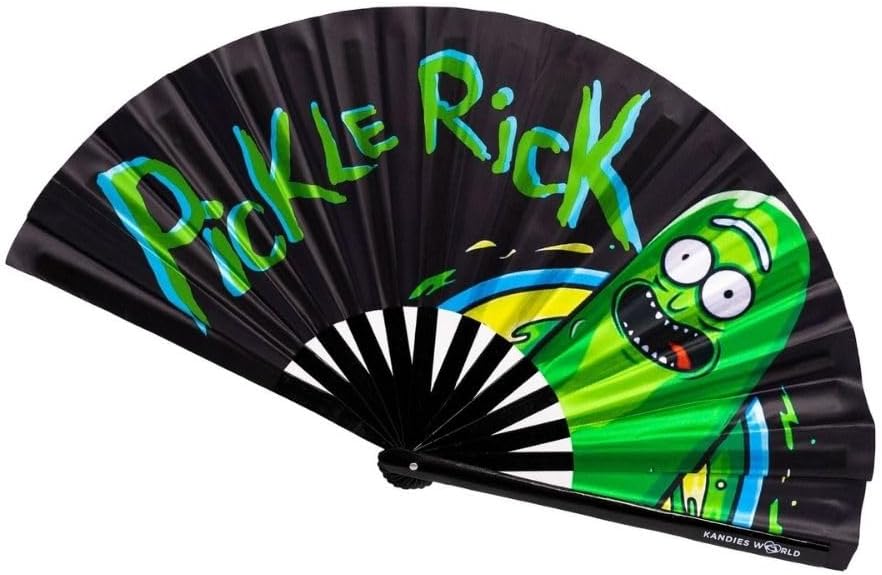 Kandies World UV Reactive Custom Festival Folding Hand Fan - Unique Designs, Made of Bamboo, Clacking Sound, Lightweight - Perfect Rave and Festival Accessory!