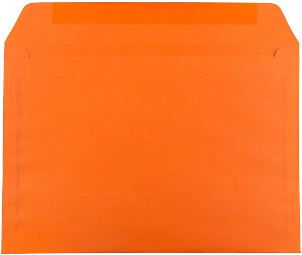 JAM PAPER 9 x 12 Booklet Colored Envelopes - Orange Recycled - 100/Pack