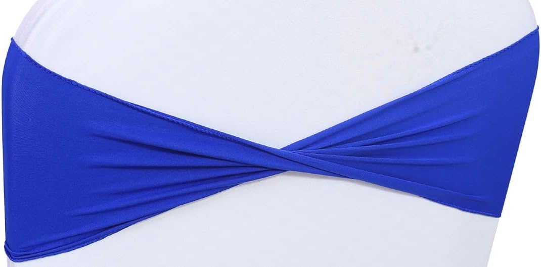 VDS Pack of 75 PCS | Royal Blue | Spandex Chair Sashes Bows Without Buckle | Stretch Elastic Banquet Universal Folding Chair Band Tie with for Wedding Party Conference Celebration Event Decoration