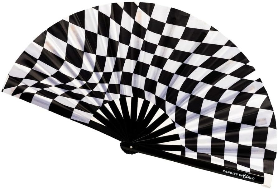 Kandies World Custom Festival Folding Hand Fan - Unique Designs, Made of Bamboo, Clacking Sound, Lightweight - Perfect Rave and Festival Accessory!