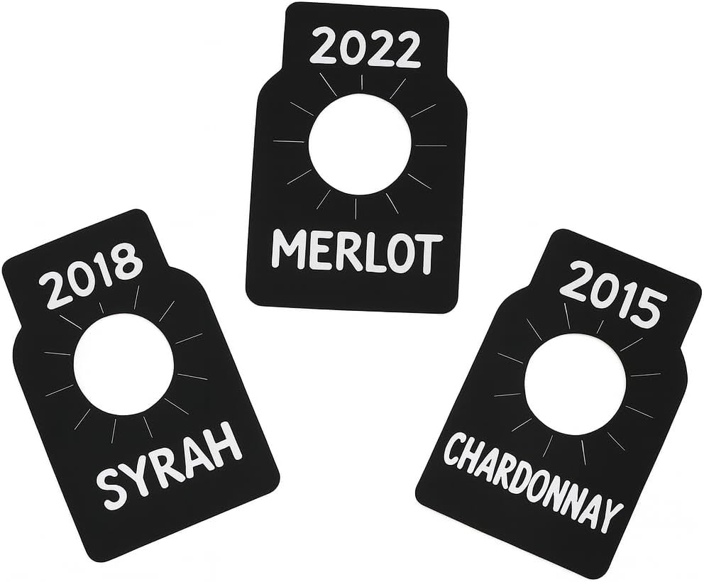 100 PCS Wine Bottle Tags –Paper Hanging Cellar Labels for Bottle Neck, Double-Sided Writable Gift Tags for Wine Racks, Champagne & Homebrew Organization (Black)