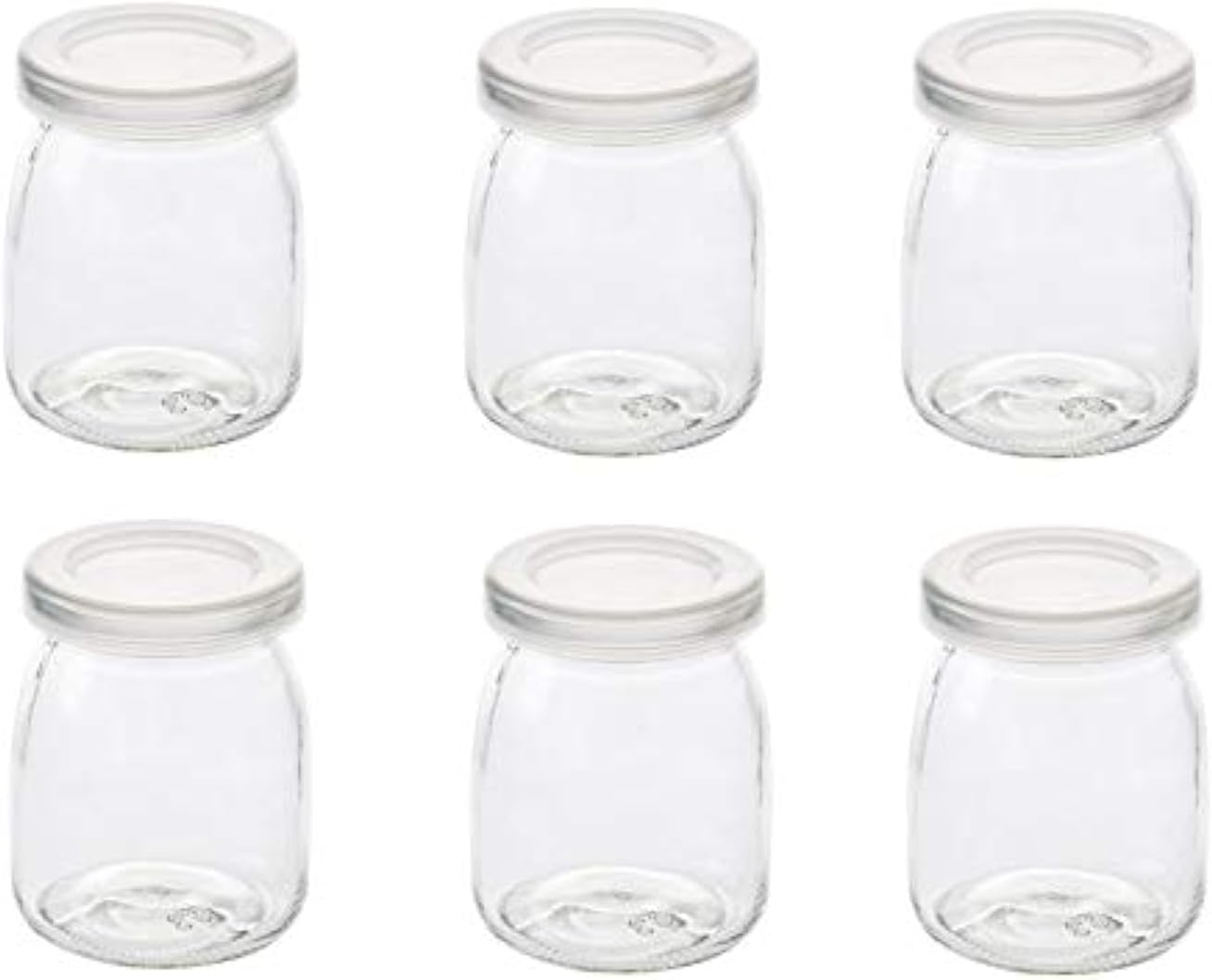 6 Pcs Yogurt Pudding Jars Bottles With Plastic Lids Ideal for Jam, Honey, Wedding Favors, Shower Favors, Baby Foods (7 oz (200ml))