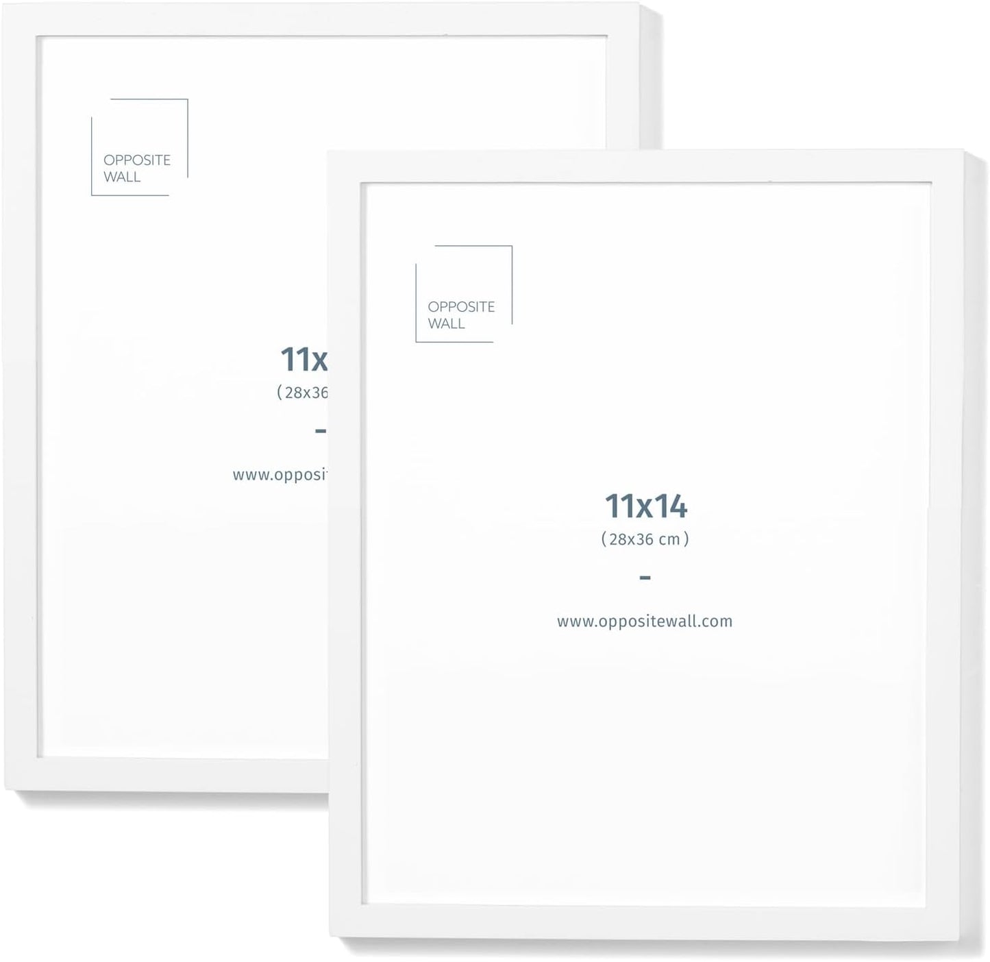 Opposite Wall - 11x14 in - White Solid Oak Wood Picture Frame - Lightweight, Versatile & Shatterproof - Wall Hanging Poster or Photo Frame - Wall Decor for Office, Gallery & Home - 2 Pack