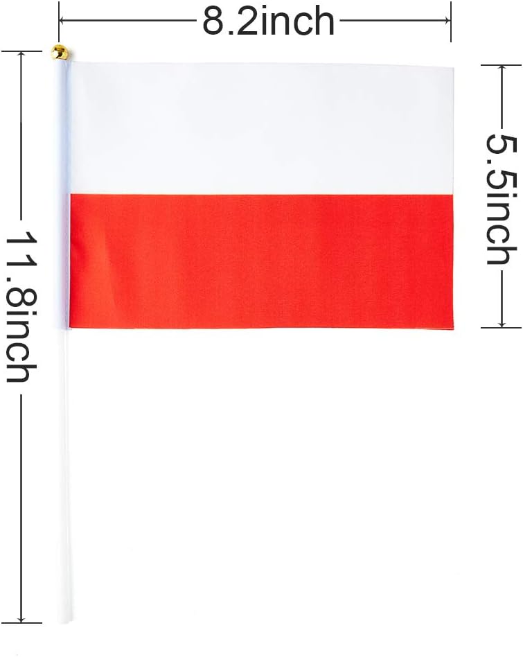 Poland Flag Polish Flag, Small Mini Handheld Poland Flags on Stick, Ideal for Party Parades Sports Events Patriotic Festival Decorations