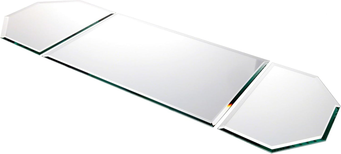 Plymor 36" x 12" Runner Set, 5mm Thick Beveled Glass Mirror, Pack of 4
