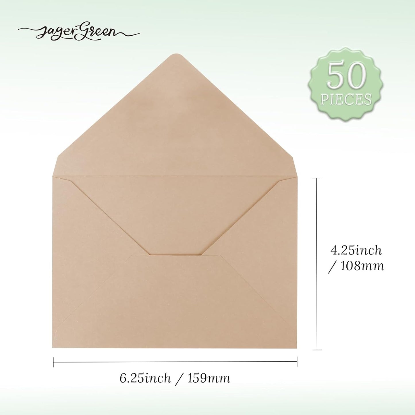 50 Pack 4x6 Envelopes Letter Size, Brown A4 Envelopes Self Seal for Wedding Invitation, Envelope 4.3x6.3 for Greeting Cards, Photos, Baby Shower, Graduation, Thank You Cards, Announcements