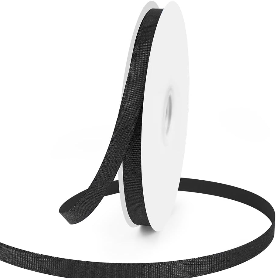 3/8" X 50 Yards Black Grosgrain Ribbon, Premium Grosgrain Ribbon for Sewing, Gift Wrapping, Bow Making, Wedding Decor, Wrapping and More (Black)