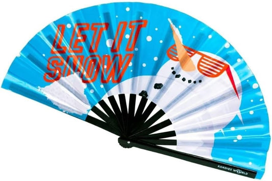 Kandies World UV Reactive Custom Festival Folding Hand Fan - Unique Designs, Made of Bamboo, Clacking Sound, Lightweight - Perfect Rave and Festival Accessory!