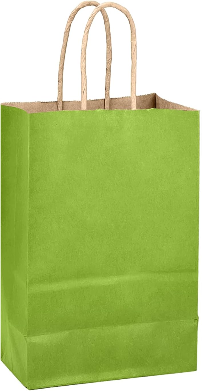 qiqee Forest Green Gift Bag with Handles Bulk 24Pcs Paper Bags -8.3"x6"x3. 15" Party Favor Bags - Solid Color