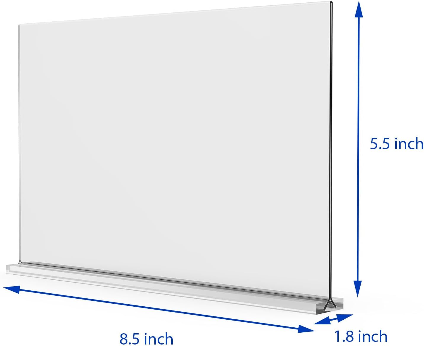 newnewshow Acrylic Sign Holder 8.5x5.5 Inch 3 Pack Horizontal T Shape Double-Sided Desktop Display Holder. (Optional 8.5x11 8.5x5.5 5x7 Horizontal and Vertical)