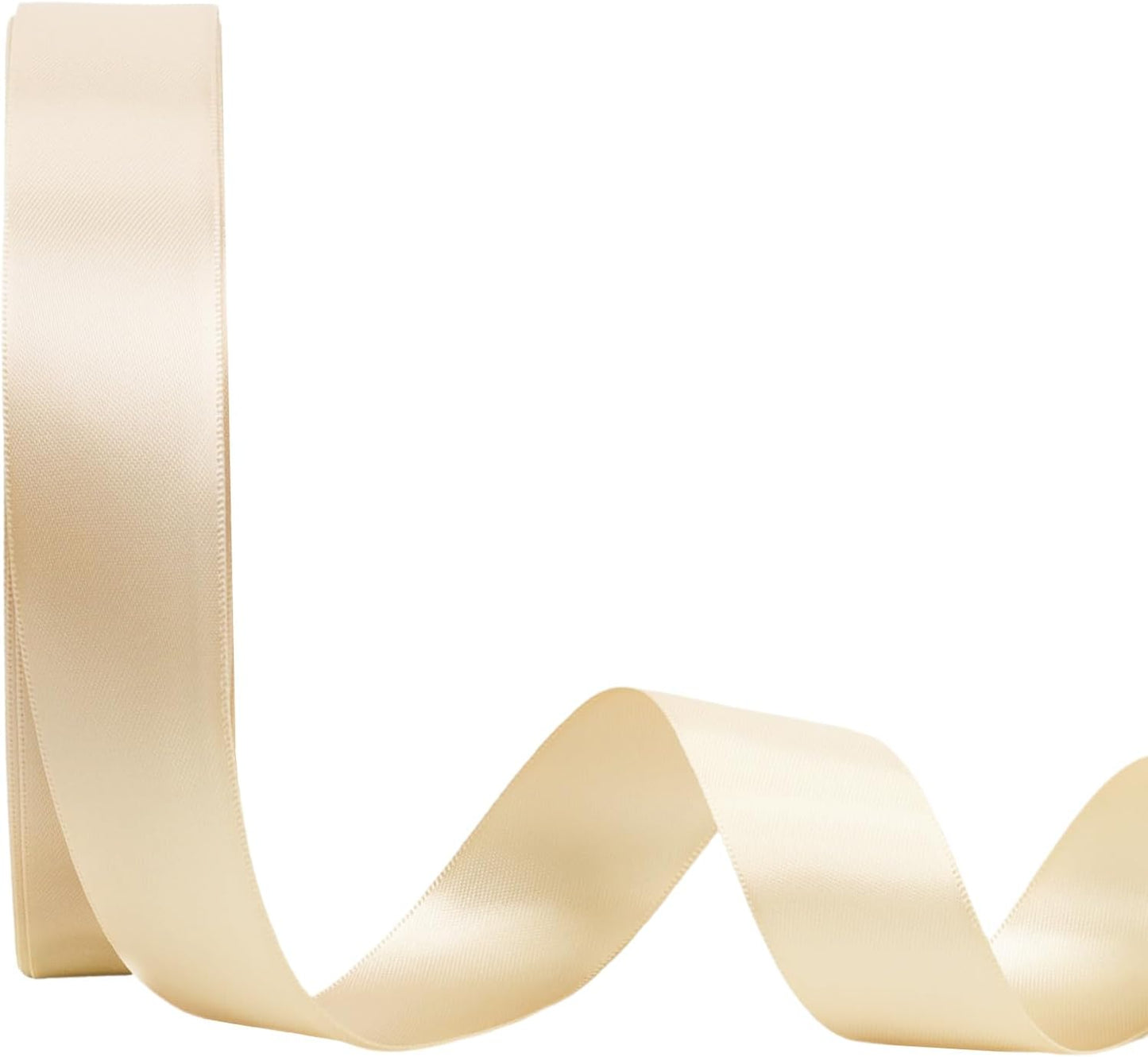 LaRibbons 1 Inch 50 Yard Double Faced Satin Ribbon,Nude Beige Satin Craft Fabric Ribbon for Gift Wrapping Floral Bouquets Wedding Party Decoration