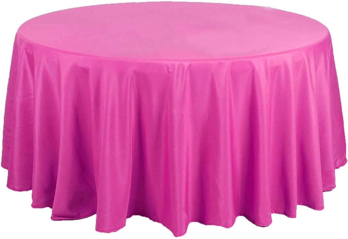 Efavormart Round Tablecloth, 108 Inch Stain & Wrinkle Resistant Washable Table Cloth, Decorative Polyester Fabric Table Cover for Banquet, Wedding, Dining- Fushia