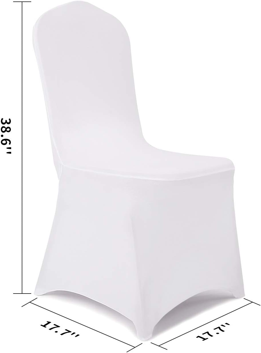 Peomeise 50pcs Stretch Spandex Chair Cover for Wedding Party Dining Banquet Event (White, 50)