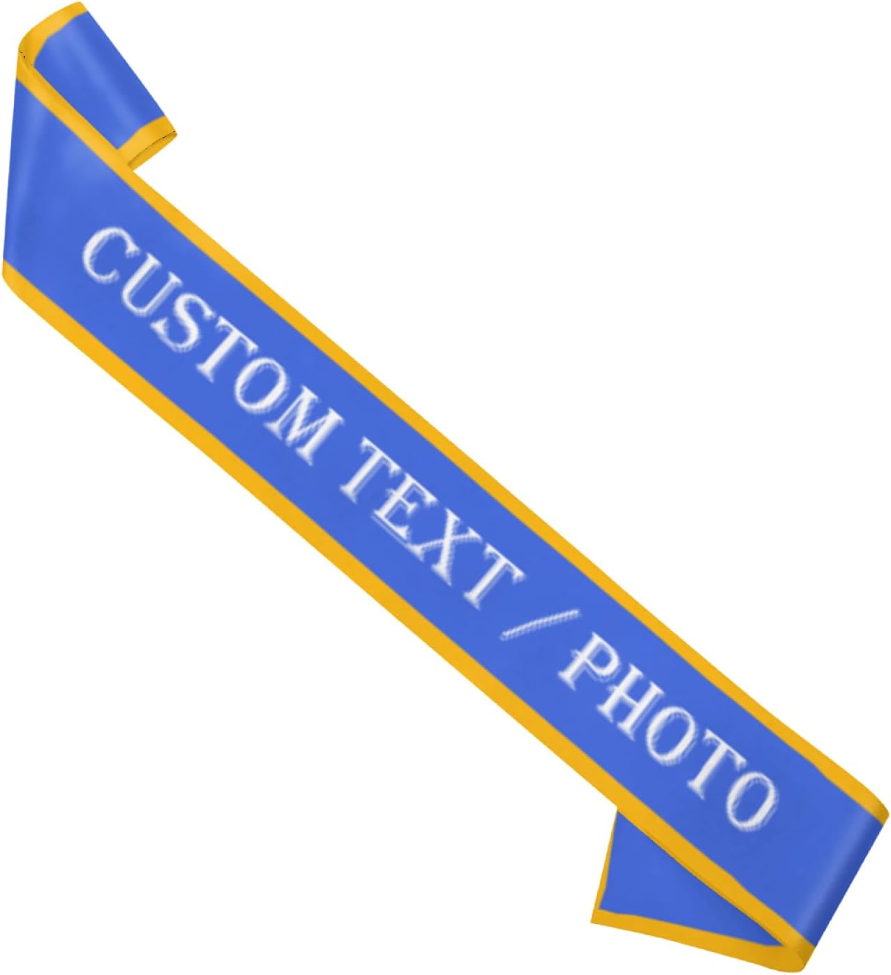 Custom Sash,Personalized Birthday Sash with Text Photo,Customized Bachelorette Sash Quote Sash Bride to Be Sash Color Optional (With decorative edge, Blue)