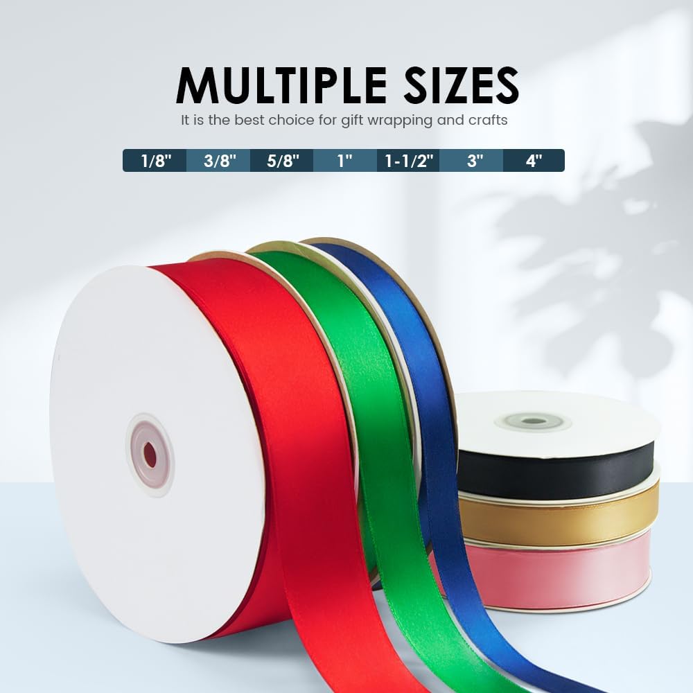 5/8" Wide x 100 Yards Single Face Polyester Satin Ribbon, Satin Ribbon for Crafts, Gift, Hair Bows, Wedding Party Decoration, Bow Making & Other Projects (Autumn Orange)