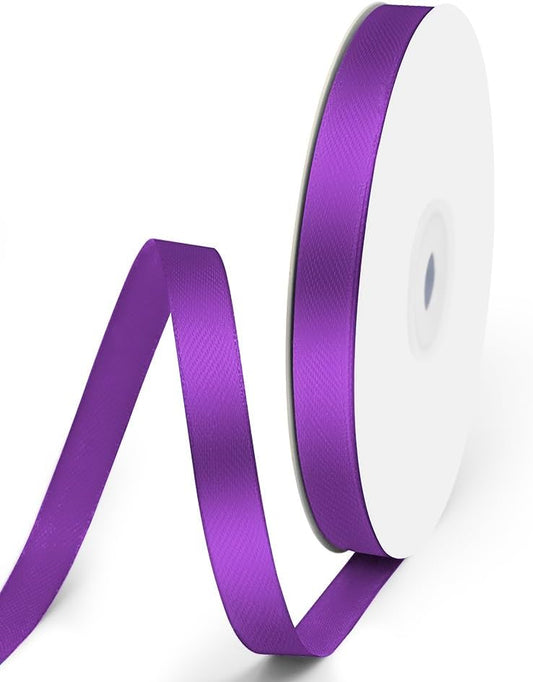 3/8" x 50 Yards Satin Ribbon - Purple Silk Ribbon with Spool - Ideal for Gift Wrapping, Floral Bouquets, Crafts, Wedding Party Decorations, Christmas and Sewing Projects