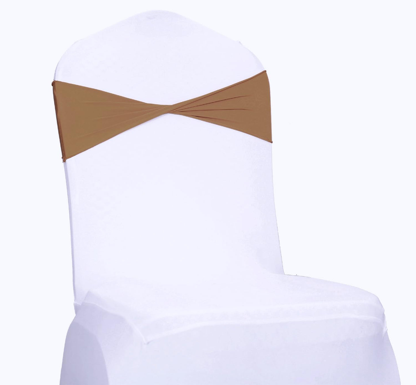 VDS Pack of 125 PCS | Mocha | Spandex Chair Sashes Bows Without Buckle | Stretch Elastic Banquet Universal Folding Chair Band Tie with for Wedding Party Conference Celebration Event Decoration