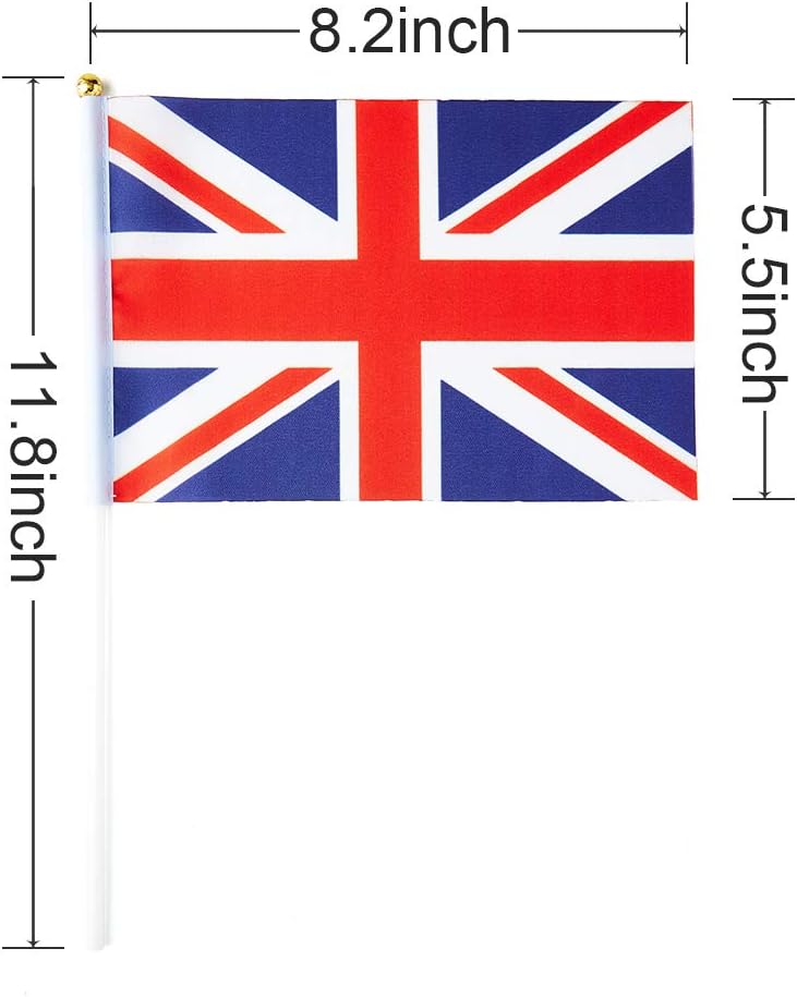 UK Flag British Flag, Small Mini Handheld UK Flags on Stick, Ideal for Party Parades Sports Events Patriotic Festival Decorations