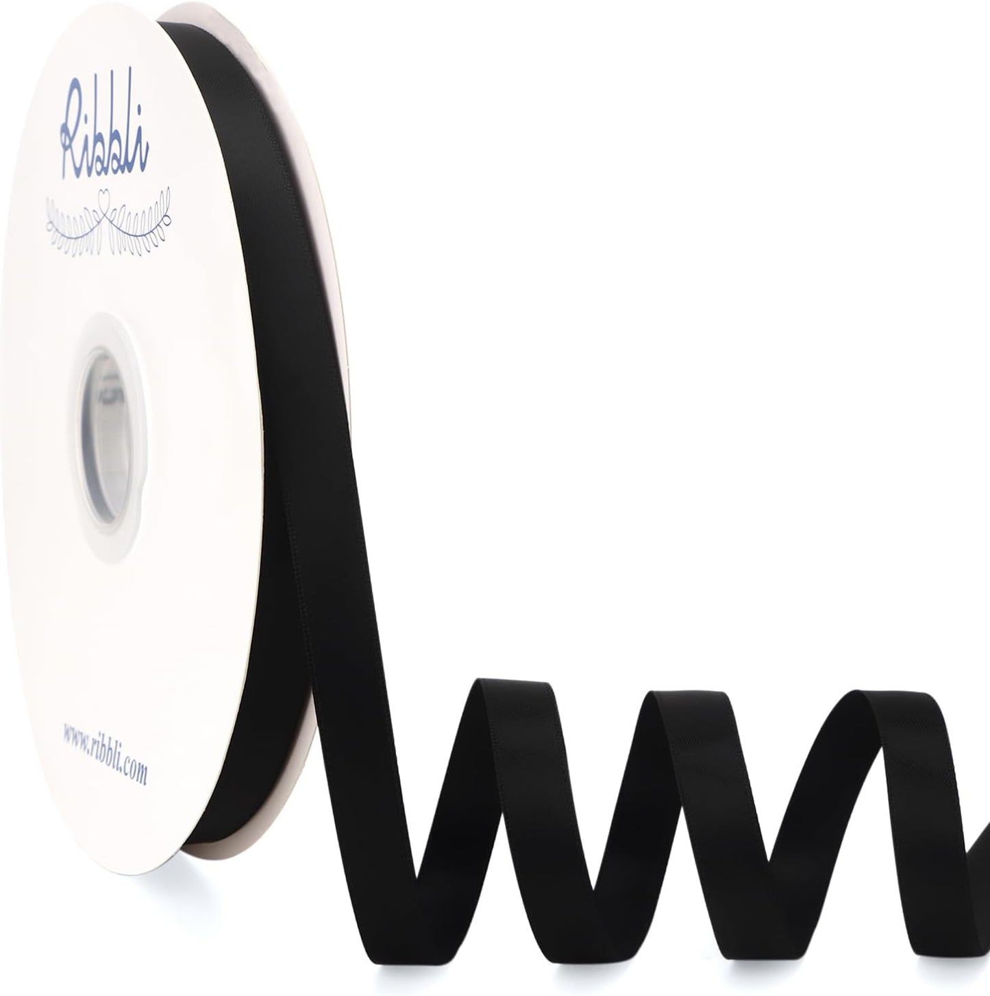 Ribbli Black Satin Ribbon Double Faced Satin 1/2 Inch x Continuous 100 Yards-Black Ribbon for Gift Wrapping Crafts Wedding Decoration Bows Bouquet Floral Arrangement