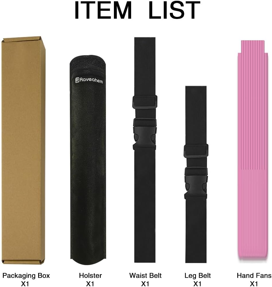 13" Large Folding Rave Fan with Holster, Clack Hand Fans Foldable for Line Dancing, Boots On The Ground Fan for Women Men Festival EDM Party Decoration, Pink