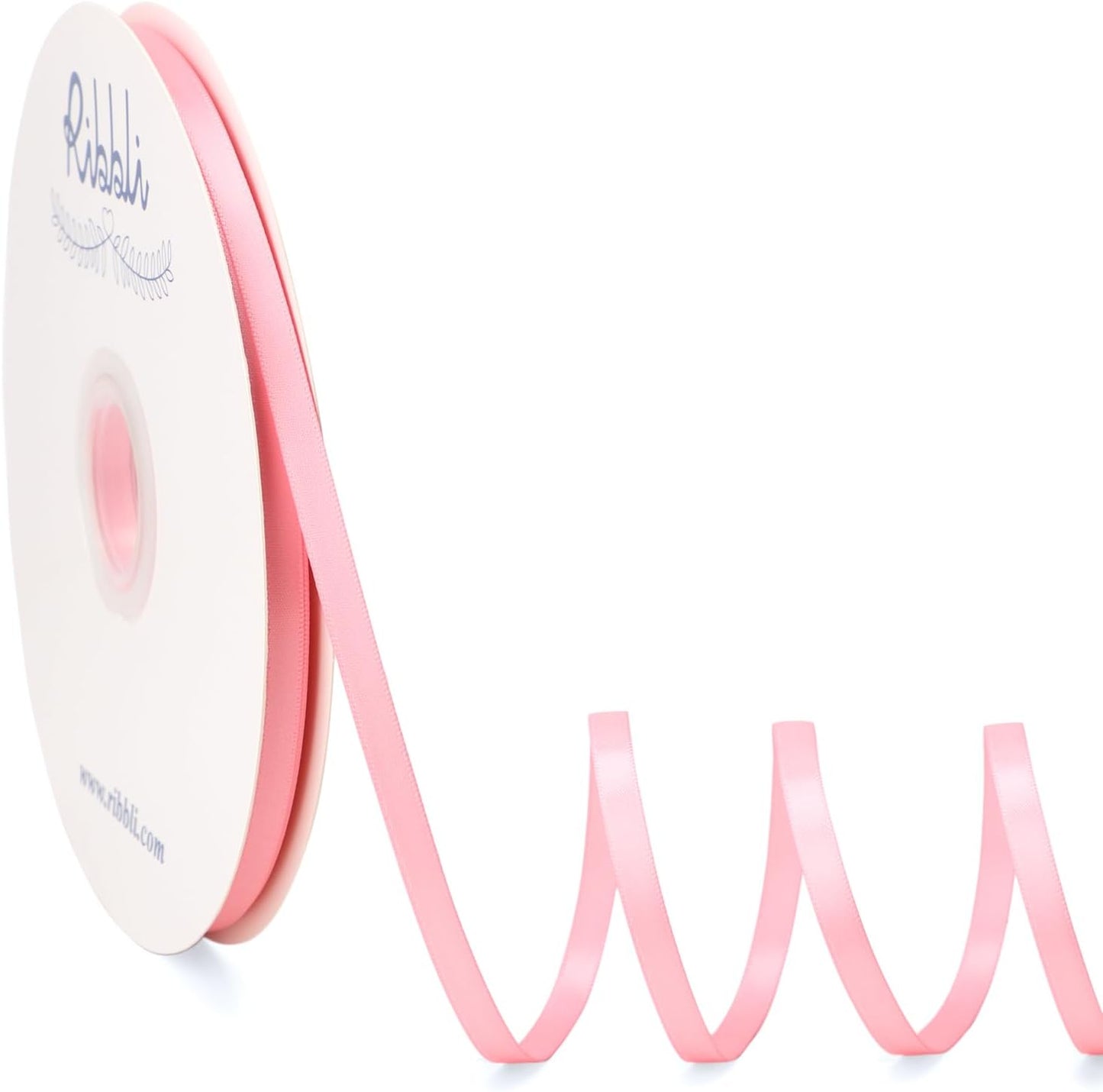 Ribbli Pink Satin Ribbon Double Faced Satin 1/4 Inch x Continuous 100 Yards-Pink Ribbon for Gift Wrapping Crafts Wedding Decoration Bows Bouquet Floral Arrangement