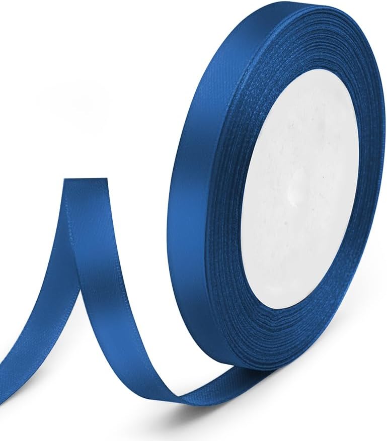 3/8" x 25 Yards Satin Ribbon, Navy Blue Silk Ribbon Ideal for Gift Wrapping, Floral Bouquets, Crafts, Wedding Party Decorations, Christmas and Sewing Projects