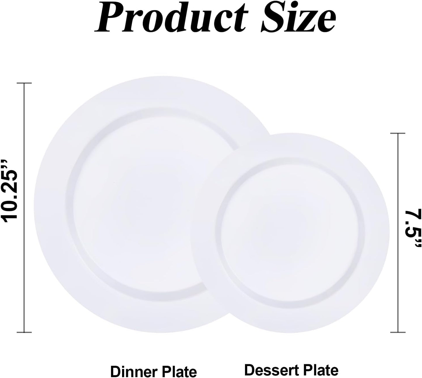 200PCS White Plastic Plates Set, 100 10.25 inch Dinner Plate and 100 7.5 inch Dessert Plates, Premium Disposable Plates for Party, Wedding