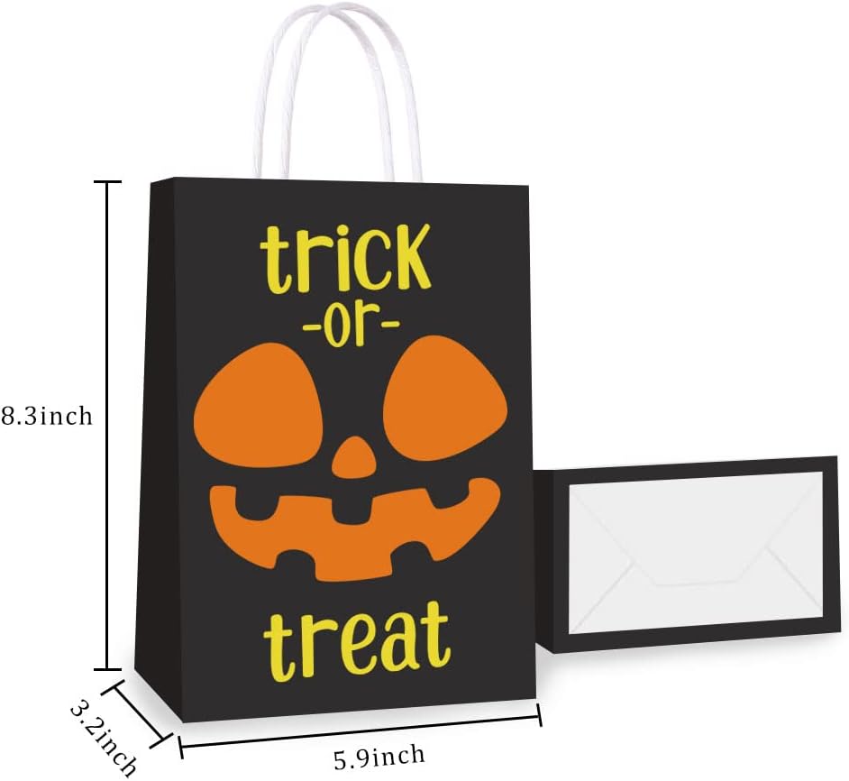 12 Piece Halloween Paper Treat Bags, Trick or Treat Bag Cute Halloween Party Gift Favors Bags