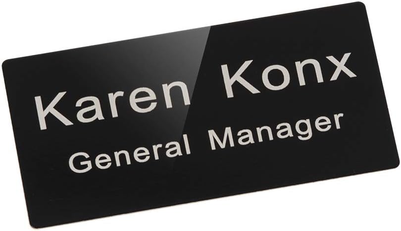 Custom Engraved Name Tag Badge for Business Personalized Identification with Pin or Magnetic Backing Aluminum ID Badge (Black/White, 1.5" x 3")