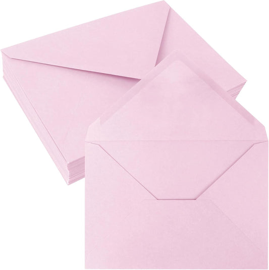 50 Pack 5x7 Envelopes Letter Size, Pink A7 Envelopes Self Seal for Wedding Invitation, Envelope 5.4x7.6 for Greeting Cards, Photos, Baby Shower, Graduation, Thank You Cards, Announcements
