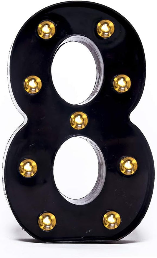 Foaky Black LED Marquee Number Lights Sign Light Up Marquee Number Lights Sign for Night Light Wedding Birthday Party Battery Powered Christmas Lamp Home Bar Decoration