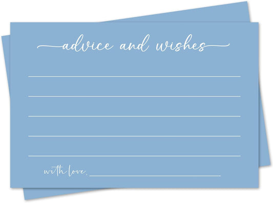 Bule Advice and Wishes Card, Advice Cards for The Bride and Groom, Bridal Shower,Wedding or Baby Shower, Birthday, Graduation, Retirement, Guestbook - 25 Cards -01