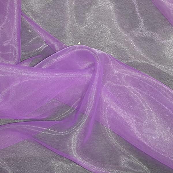 VDS Light Purple Organza Fabric, 25 Yards Continuous, 45” Wide, Wedding Party Decoration Iridescent Crystal Sheer Shiny Organza Tulle Bridal Dress DIY Crafts Costume Sewing Backdrop Arch Cloth