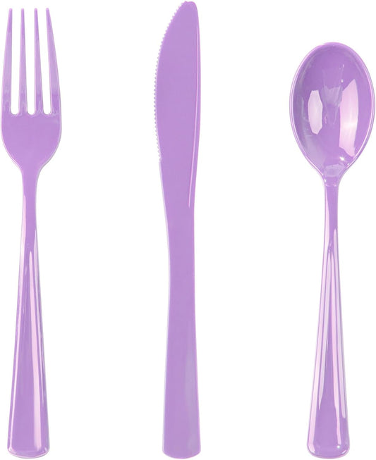 WDF 160 Piece Purple Plastic Silverware - Heavy Duty Purple Silverware Includes 80 Forks, 40 Spoons, 40 Knives, Lavender Plastic Utensils Perfect for Wedding, Party