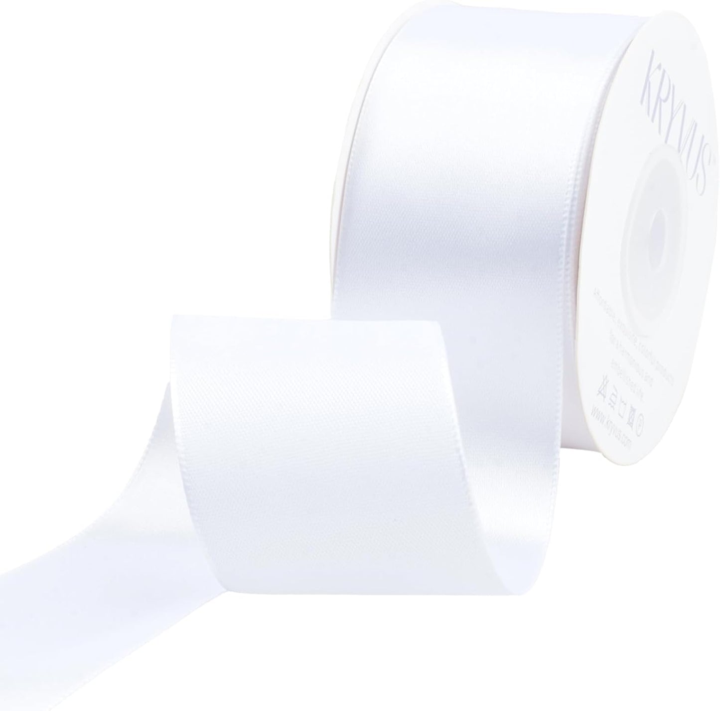 White Satin Ribbon 1-1/2 inch X Continuous 25 Yards, Single Face Polyester Ribbon Perfect for Gift Wrapping, Flower Bouquet, Wedding Decor, Crafts, Bow Making, Sewing and More