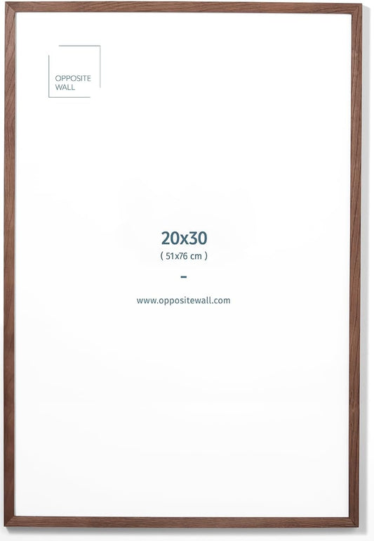 Opposite Wall - 20x30 in - Dark Solid Oak Wood Picture Frame - Lightweight, Versatile & Shatterproof - Wall Hanging Poster or Photo Frame - Wall Decor for Office, Gallery & Home