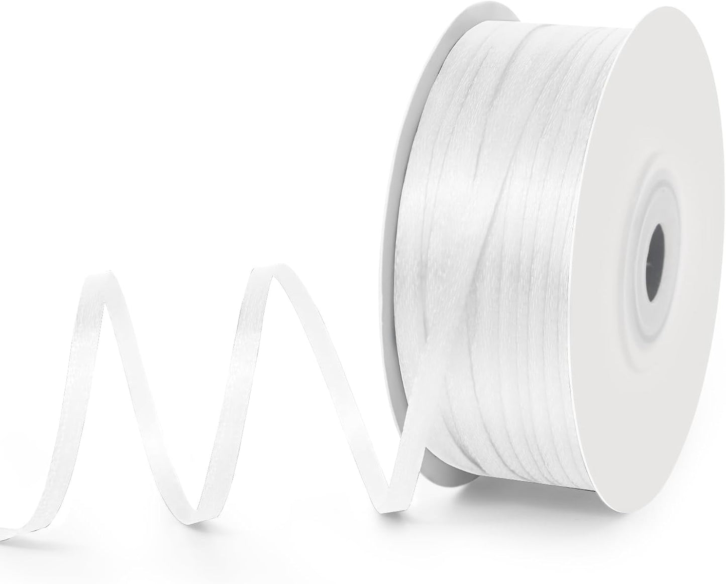 1/8" Wide x 100 Yards Single Face Polyester Satin Ribbon, Satin Ribbon for Crafts, Gift, Hair Bows, Wedding Party Decoration, Bow Making & Other Projects (White)