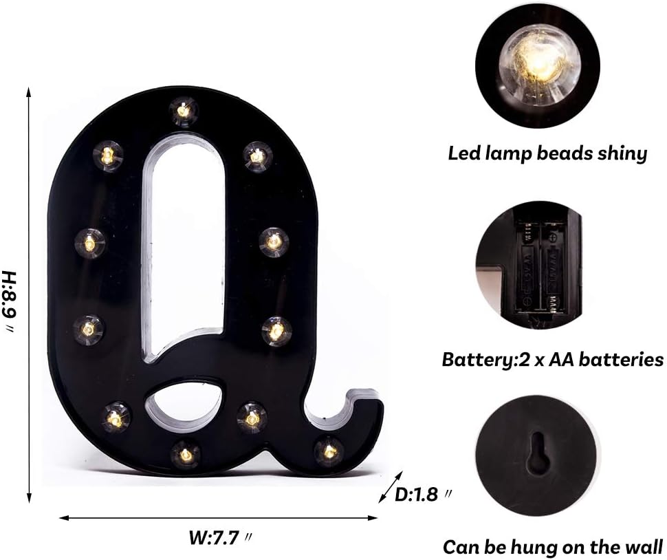 Foaky Black LED Marquee Number Lights Sign Light Up Marquee Number Lights Sign for Night Light Wedding Birthday Party Battery Powered Christmas Lamp Home Bar Decoration