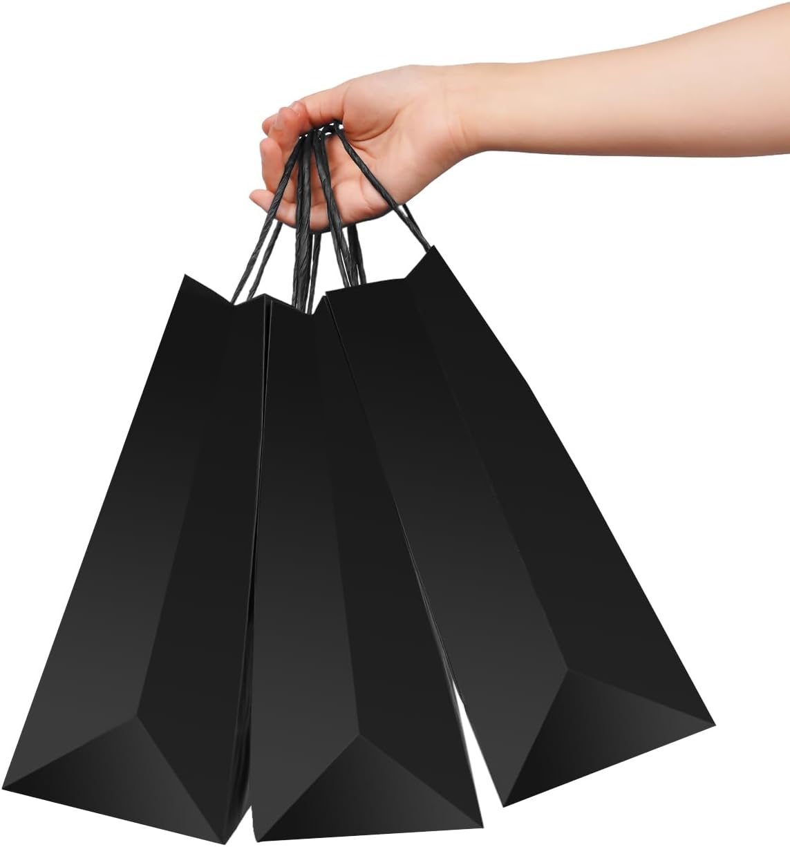 40 PCS Black Paper Bags With Handles 8.3x5.9x3.2 Inch Bulk Gift Bags For Birthdays,Weddings,Baby Showers,Party Favor,Goodie Bags,Retail bag(Small,Black)
