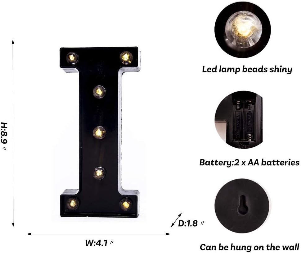 Foaky Black LED Marquee Number Lights Sign Light Up Marquee Number Lights Sign for Night Light Wedding Birthday Party Battery Powered Christmas Lamp Home Bar Decoration