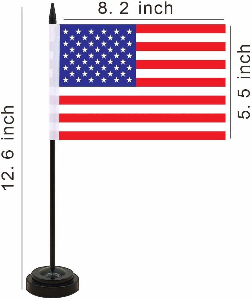 12 Pack American Desk Flags Set USA Small Mini Table Office US Miniature Desktop Flag Home Office Decoration